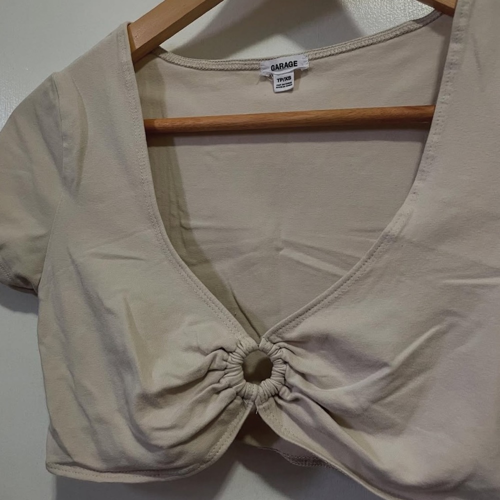 Garage Light Tan Ring Detail Blouse - Picture 2 of 3